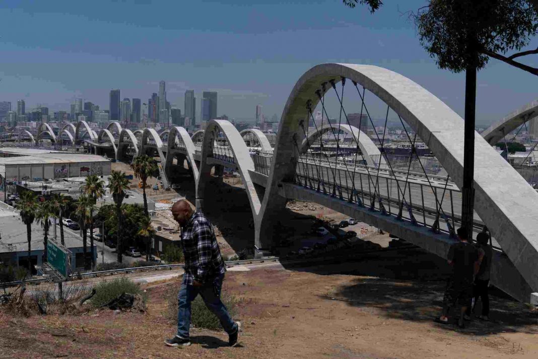 The opening of a new bridge in Los Angeles is immediately followed by its closure in the midst of turmoil