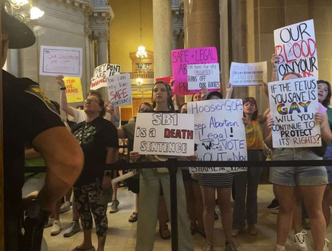 After Roe v. Wade, the first state in the United States to pass an abortion ban is Indiana